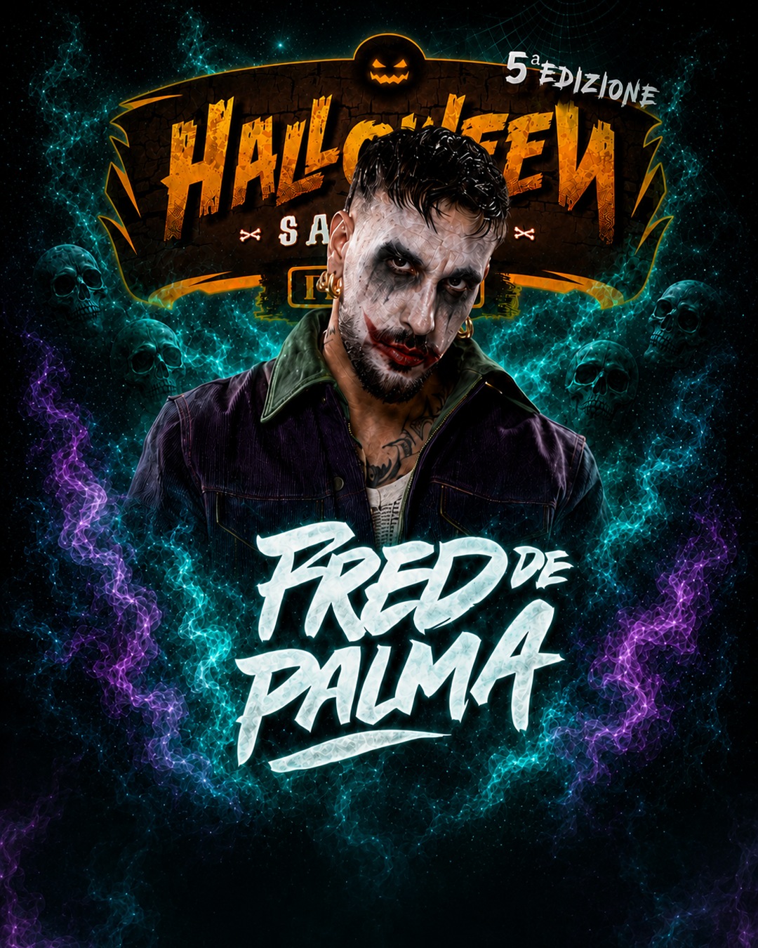 Grafica ufficiale Fred De Palma per Halloween Sardinia Festival 2026